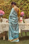 Shop_Kasturi Kundal_Blue Pure Silk Woven Zari Florence Handloom Saree With Unstitched Blouse Piece _at_Aza_Fashions