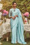 Buy_Kasturi Kundal_Blue Pure Silk Woven Tanchoi Anne Elliot Saree With Unstitched Blouse Piece _at_Aza_Fashions