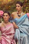 Kasturi Kundal_Blue Pure Silk Woven Irene Adler Handloom Saree With Unstitched Blouse Piece _Online_at_Aza_Fashions