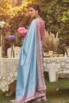 Shop_Kasturi Kundal_Blue Pure Silk Jane Austen Zari Handloom Saree With Unstitched Blouse Piece _at_Aza_Fashions