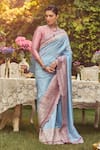 Buy_Kasturi Kundal_Blue Pure Silk Jane Austen Zari Handloom Saree With Unstitched Blouse Piece _Online_at_Aza_Fashions