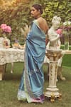 Shop_Kasturi Kundal_Blue Pure Silk Valeria Meenakari Handloom Saree With Unstitched Blouse Piece _at_Aza_Fashions