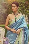 Kasturi Kundal_Blue Pure Silk Valeria Meenakari Handloom Saree With Unstitched Blouse Piece _Online_at_Aza_Fashions