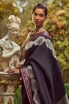 Buy_Kasturi Kundal_Black Pure Silk Anne Frank Zari Handloom Saree With Unstitched Blouse Piece _Online_at_Aza_Fashions