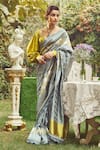 Buy_Kasturi Kundal_Green Pure Silk Lady Jessica Zari Handloom Saree With Unstitched Blouse Piece _at_Aza_Fashions