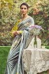 Buy_Kasturi Kundal_Green Pure Silk Lady Jessica Zari Handloom Saree With Unstitched Blouse Piece _Online_at_Aza_Fashions