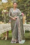 Buy_Kasturi Kundal_Green Pure Silk Woven Jane Eyre Handloom Saree With Unstitched Blouse Piece _at_Aza_Fashions