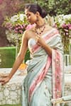 Buy_Kasturi Kundal_Green Pure Silk Woven Estella Zari Handloom Saree With Unstitched Blouse Piece _Online_at_Aza_Fashions