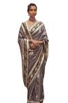 Buy_Kasturi Kundal_Grey Pure Silk Woven Estella Handloom Saree With Unstitched Blouse Piece _Online_at_Aza_Fashions