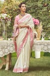 Kasturi Kundal_Ivory Pure Silk Lady Chatterley Handloom Saree With Unstitched Blouse Piece _Online_at_Aza_Fashions