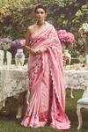 Buy_Kasturi Kundal_Pink Pure Silk Woven Lady Jessica Handloom Saree With Unstitched Blouse Piece _at_Aza_Fashions