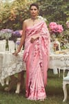 Shop_Kasturi Kundal_Pink Pure Silk Woven Lady Jessica Handloom Saree With Unstitched Blouse Piece _Online_at_Aza_Fashions