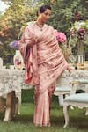 Buy_Kasturi Kundal_Pink Pure Silk Woven Madam Bovary Handloom Saree With Unstitched Blouse Piece _at_Aza_Fashions