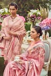 Shop_Kasturi Kundal_Pink Pure Silk Woven Madam Bovary Handloom Saree With Unstitched Blouse Piece _Online_at_Aza_Fashions