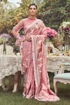 Buy_Kasturi Kundal_Pink Pure Silk Woven Jane Eyre Handloom Saree With Unstitched Blouse Piece _at_Aza_Fashions