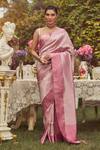 Buy_Kasturi Kundal_Pink Pure Silk Woven Irene Adler Handloom Saree With Unstitched Blouse Piece _at_Aza_Fashions