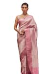 Kasturi Kundal_Pink Pure Silk Woven Irene Adler Handloom Saree With Unstitched Blouse Piece _Online_at_Aza_Fashions