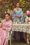 Shop_Kasturi Kundal_Pink Pure Silk Woven Irene Adler Handloom Saree With Unstitched Blouse Piece _Online_at_Aza_Fashions