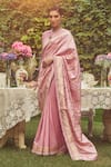 Buy_Kasturi Kundal_Pink Pure Silk Juan Of Arc Zari Handloom Saree With Unstitched Blouse Piece _at_Aza_Fashions