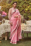 Buy_Kasturi Kundal_Pink Pure Silk Lady Chatterley Meenakari Saree With Unstitched Blouse Piece _at_Aza_Fashions