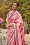 Shop_Kasturi Kundal_Pink Pure Silk Lady Chatterley Meenakari Saree With Unstitched Blouse Piece _Online_at_Aza_Fashions