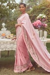 Buy_Kasturi Kundal_Pink Pure Silk Woven Valeria Handloom Saree With Unstitched Blouse Piece _at_Aza_Fashions