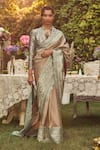 Buy_Kasturi Kundal_Beige Pure Silk Woven Jane Austen Handloom Saree With Unstitched Blouse Piece _at_Aza_Fashions