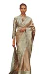 Kasturi Kundal_Beige Pure Silk Woven Jane Austen Handloom Saree With Unstitched Blouse Piece _Online_at_Aza_Fashions