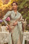 Buy_Kasturi Kundal_Beige Pure Silk Woven Jane Austen Handloom Saree With Unstitched Blouse Piece _Online_at_Aza_Fashions