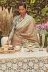 Shop_Kasturi Kundal_Beige Pure Silk Woven Jane Austen Handloom Saree With Unstitched Blouse Piece _Online_at_Aza_Fashions