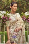 Shop_Kasturi Kundal_Beige Pure Silk Woven Buttedar Juan Of Arc Saree With Unstitched Blouse Piece _Online_at_Aza_Fashions