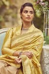 Kasturi Kundal_Yellow Pure Silk Woven Juan Of Arc Handloom Saree With Unstitched Blouse Piece _at_Aza_Fashions