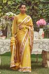 Buy_Kasturi Kundal_Yellow Pure Silk Woven Butedaar Estella Zari Saree With Unstitched Blouse Piece _at_Aza_Fashions