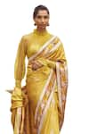 Kasturi Kundal_Yellow Pure Silk Woven Butedaar Estella Zari Saree With Unstitched Blouse Piece _Online_at_Aza_Fashions