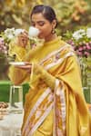 Shop_Kasturi Kundal_Yellow Pure Silk Woven Butedaar Estella Zari Saree With Unstitched Blouse Piece _Online_at_Aza_Fashions