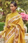 Kasturi Kundal_Yellow Pure Silk Woven Butedaar Estella Zari Saree With Unstitched Blouse Piece _at_Aza_Fashions