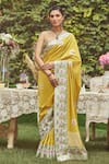 Buy_Kasturi Kundal_Yellow Pure Silk Woven Butedaar Angelica Zari Saree With Unstitched Blouse Piece _at_Aza_Fashions