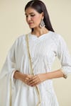 Shop_Samyukta Singhania_White Anarkali And Pant Cotton Cambric Embellished Gota Patti Notched & Set _Online_at_Aza_Fashions