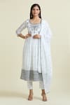 Buy_Samyukta Singhania_White Anarkali And Dupatta Cotton Mulmul Embroidery Mirror Round & Pant Set _at_Aza_Fashions