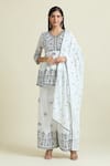 Buy_Samyukta Singhania_White Cotton Mulmul Embroidery Sequin V-neck Peplum Kurta And Sharara Set _at_Aza_Fashions