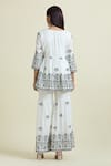 Shop_Samyukta Singhania_White Cotton Mulmul Embroidery Sequin V-neck Peplum Kurta And Sharara Set _at_Aza_Fashions