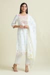 Buy_Samyukta Singhania_White Cotton Embroidery Round Neck Scallop Kurta And Pant Set_at_Aza_Fashions