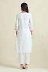Shop_Samyukta Singhania_White Cotton Embroidery Round Neck Scallop Kurta And Pant Set_at_Aza_Fashions