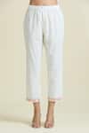 Buy_Samyukta Singhania_White Cotton Embroidery Round Neck Scallop Kurta And Pant Set_Online_at_Aza_Fashions