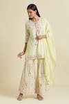 Buy_Samyukta Singhania_Yellow Kurta Cotton Cambric Embroidered Mirror Work Round Sharara Set _at_Aza_Fashions