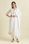 Buy_Samyukta Singhania_White Anarkali And Dupatta Cotton Mulmul Embroidered Mirror Sequins Pant Set _at_Aza_Fashions