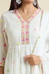 Samyukta Singhania_White Cotton Mulmul Embroidered Mirror Work Sequins Peplum Kurta Sharara Set _Online_at_Aza_Fashions