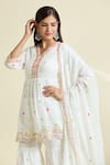 Buy_Samyukta Singhania_White Cotton Mulmul Embroidered Mirror Work Sequins Peplum Kurta Sharara Set 