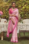 Buy_Kasturi Kundal_Pink Pure Silk Woven Butedaar Scarlet O Hara Saree With Unstitched Blouse Piece _at_Aza_Fashions