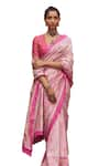 Kasturi Kundal_Pink Pure Silk Woven Butedaar Scarlet O Hara Saree With Unstitched Blouse Piece _Online_at_Aza_Fashions